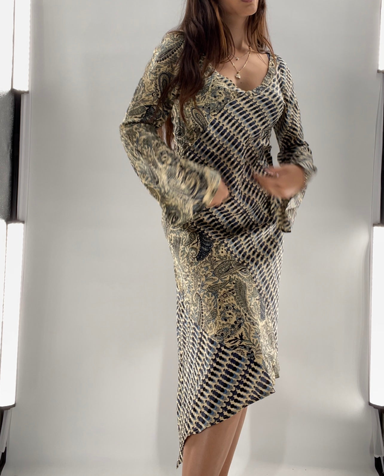 ATIK BATIK 100% Silk Artisan Kaftan Style Maxi (M)