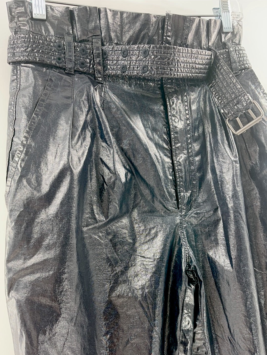 Free People Shiny Black Pants with Belt (Size 4)