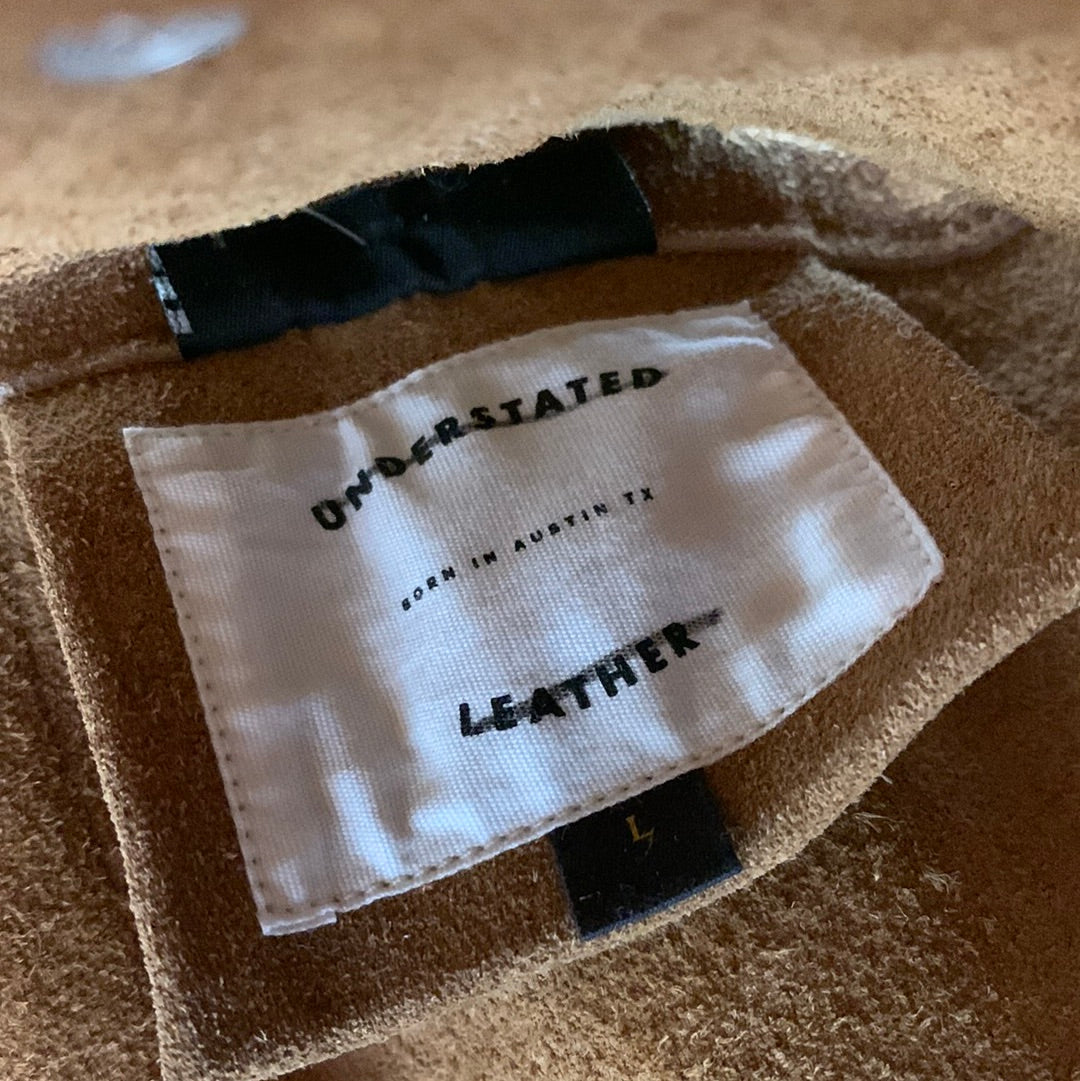 Free People 100% Brown Suede With Silver Metal Buttons Detail (Size L)