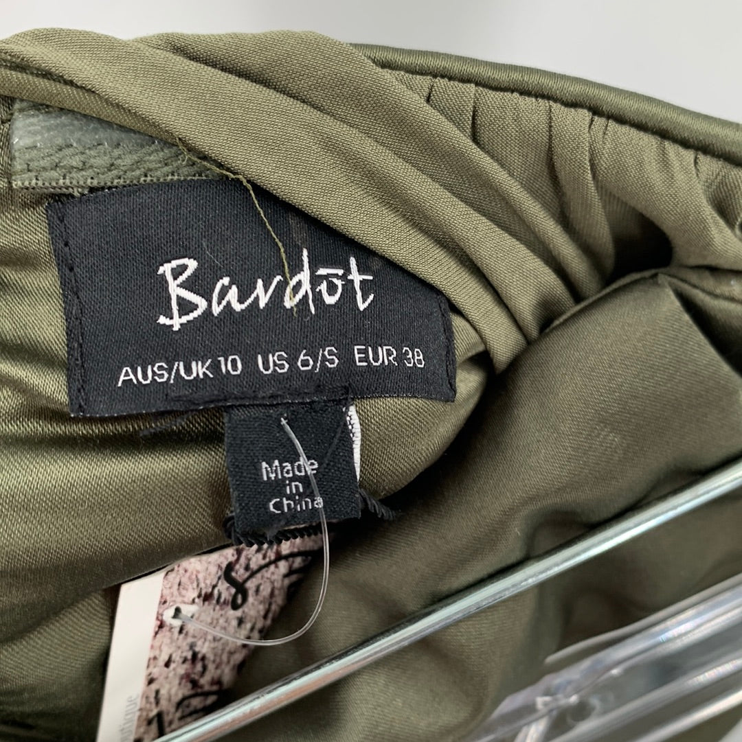 Bardot - Pleated Olive Green Romper (size 6)