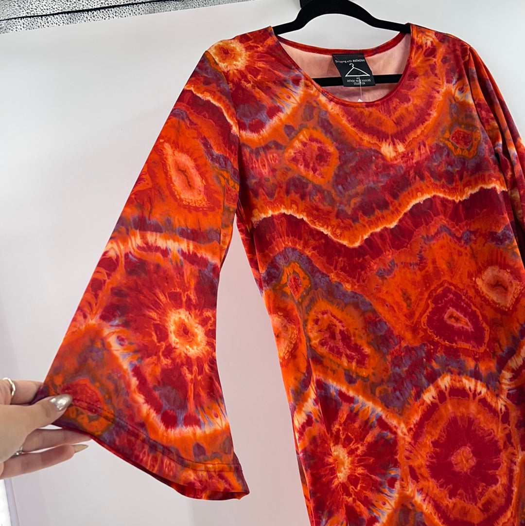 Anthony Mark Hankins Collection - *Vintage* Tie Dye 70's Red Maxi Dress (Size Medium)