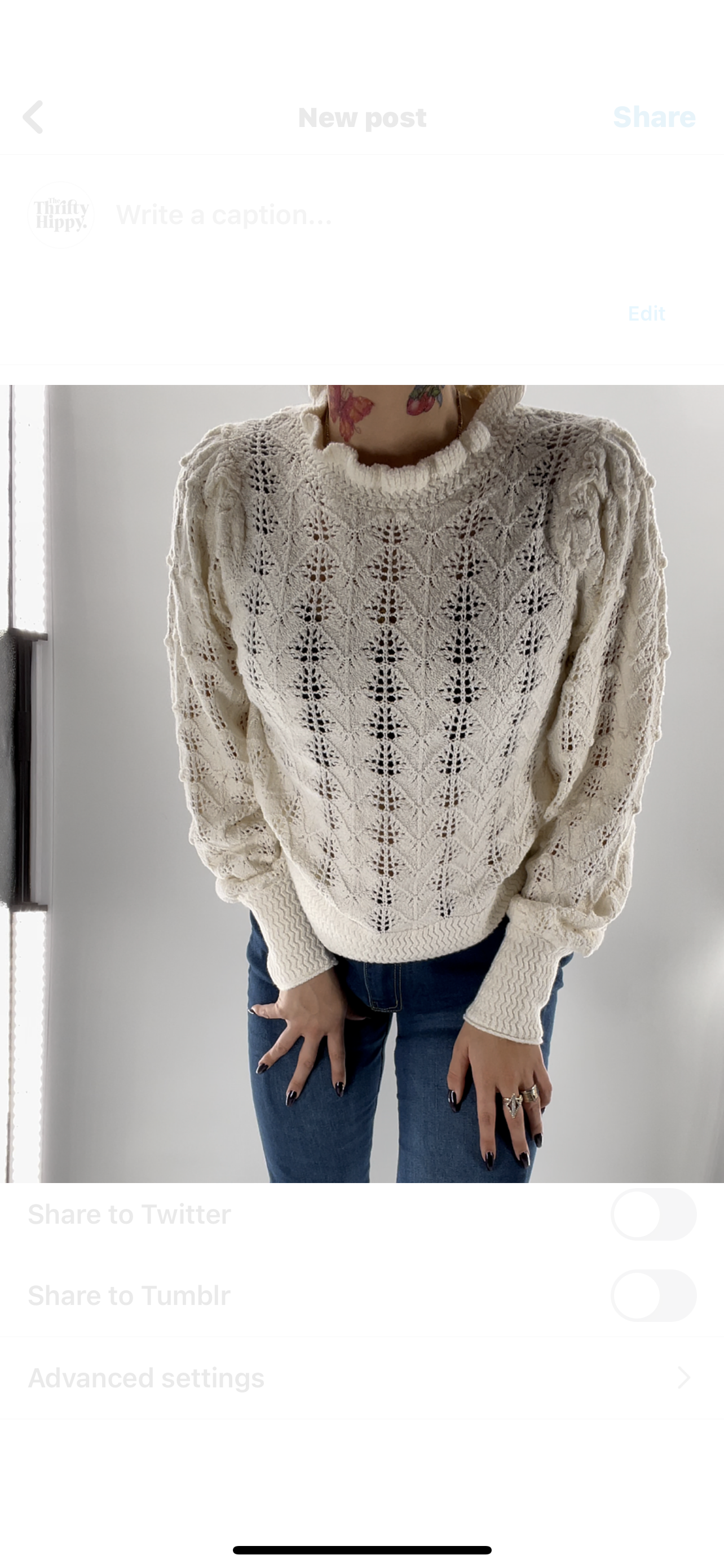 UNSUBSCRIBED Cream Sweater Size S