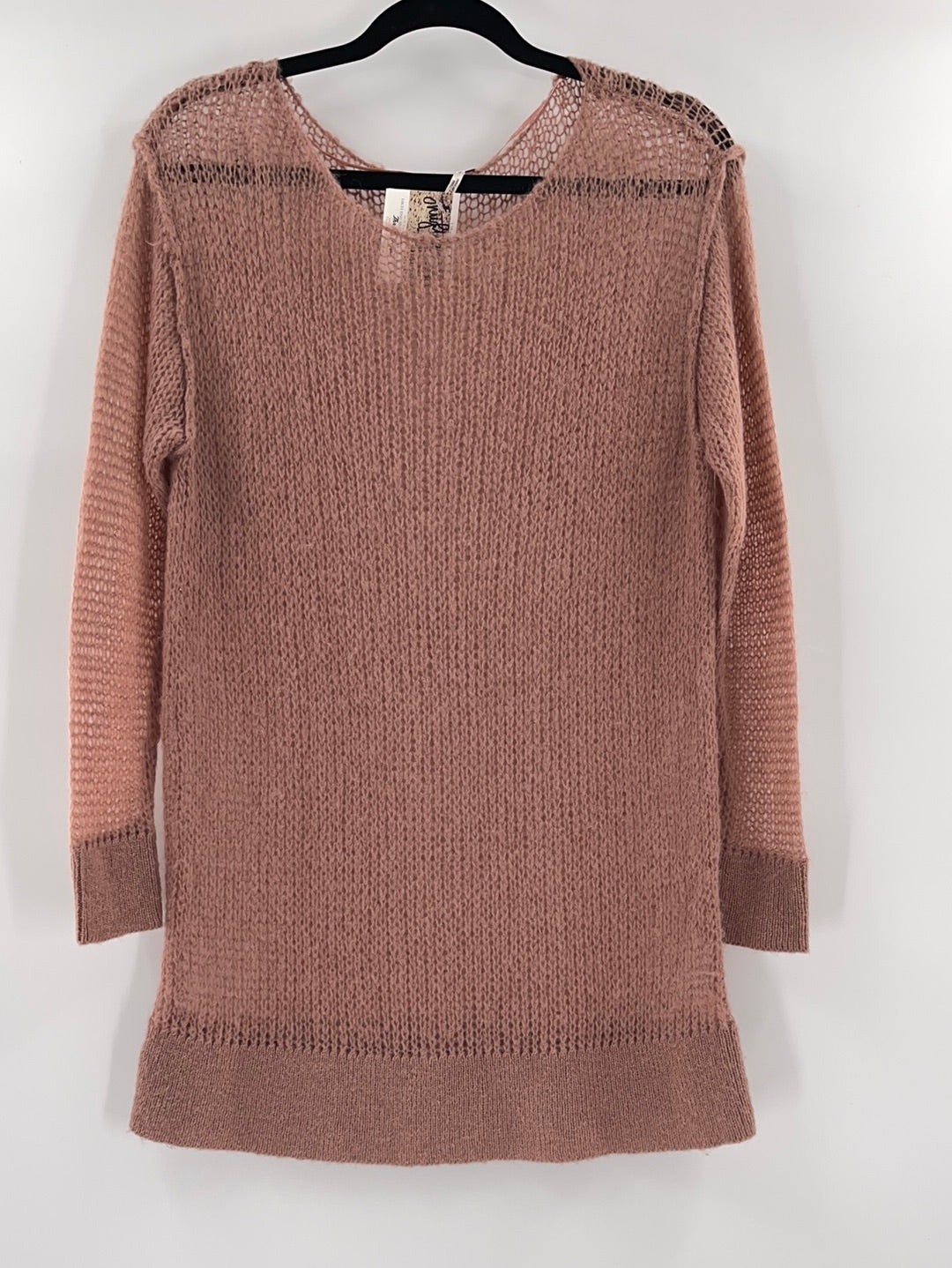 Free People Sheer Knit Off Dusty Pink Sweater (Size XS)