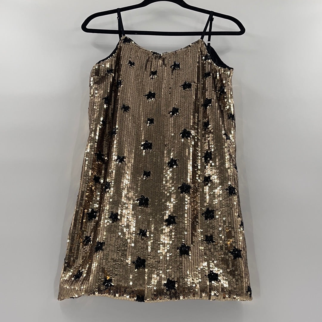 Dance and Marvel - Black Sequin Star Mini Dress (Small)