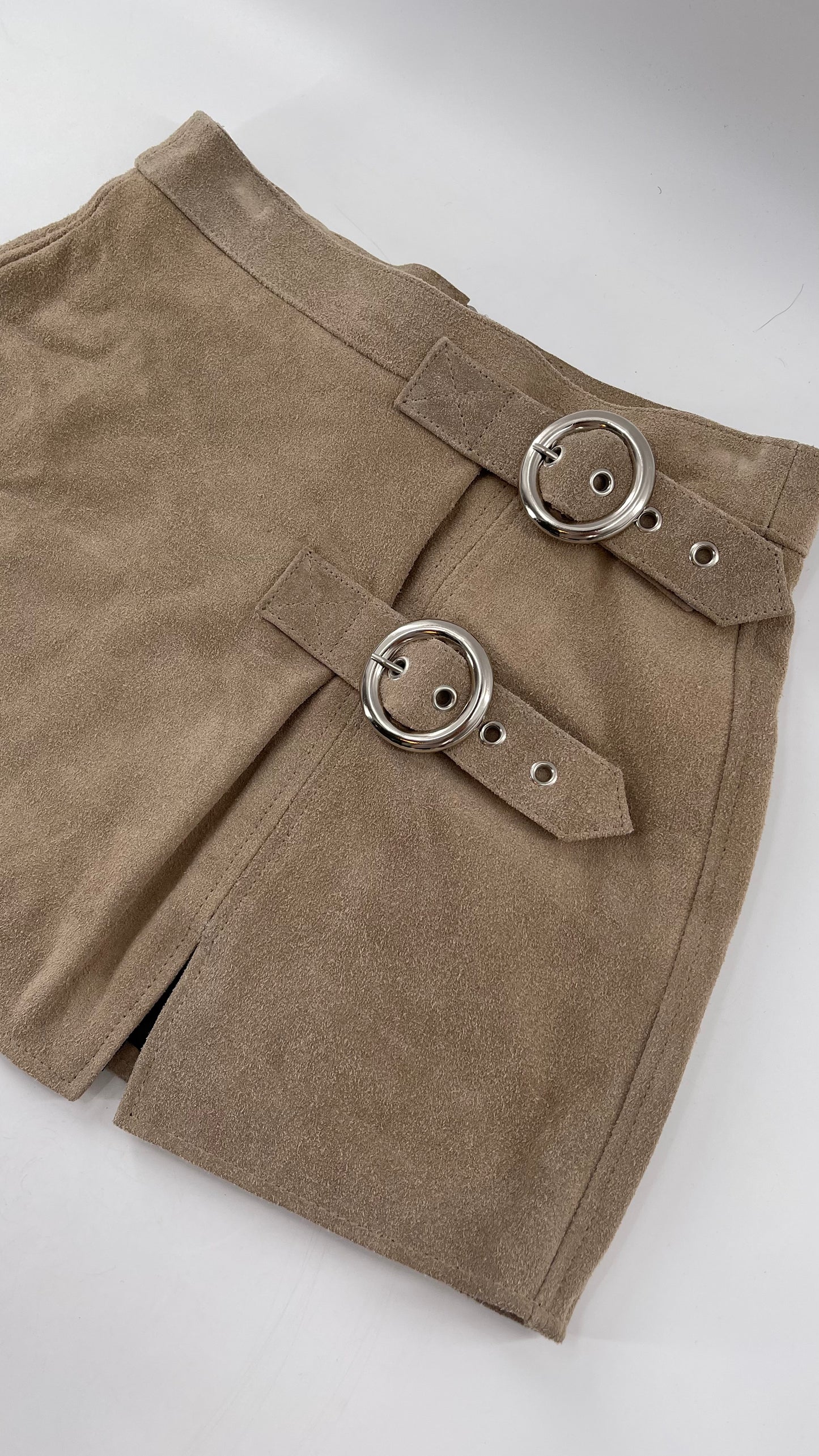 Free People Understated Genuine Suede Light Tan