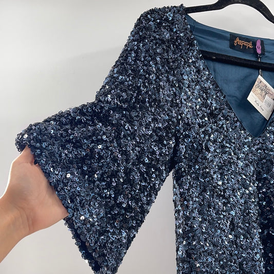Free People - Deep Blue Sequin Mini Dress (4)