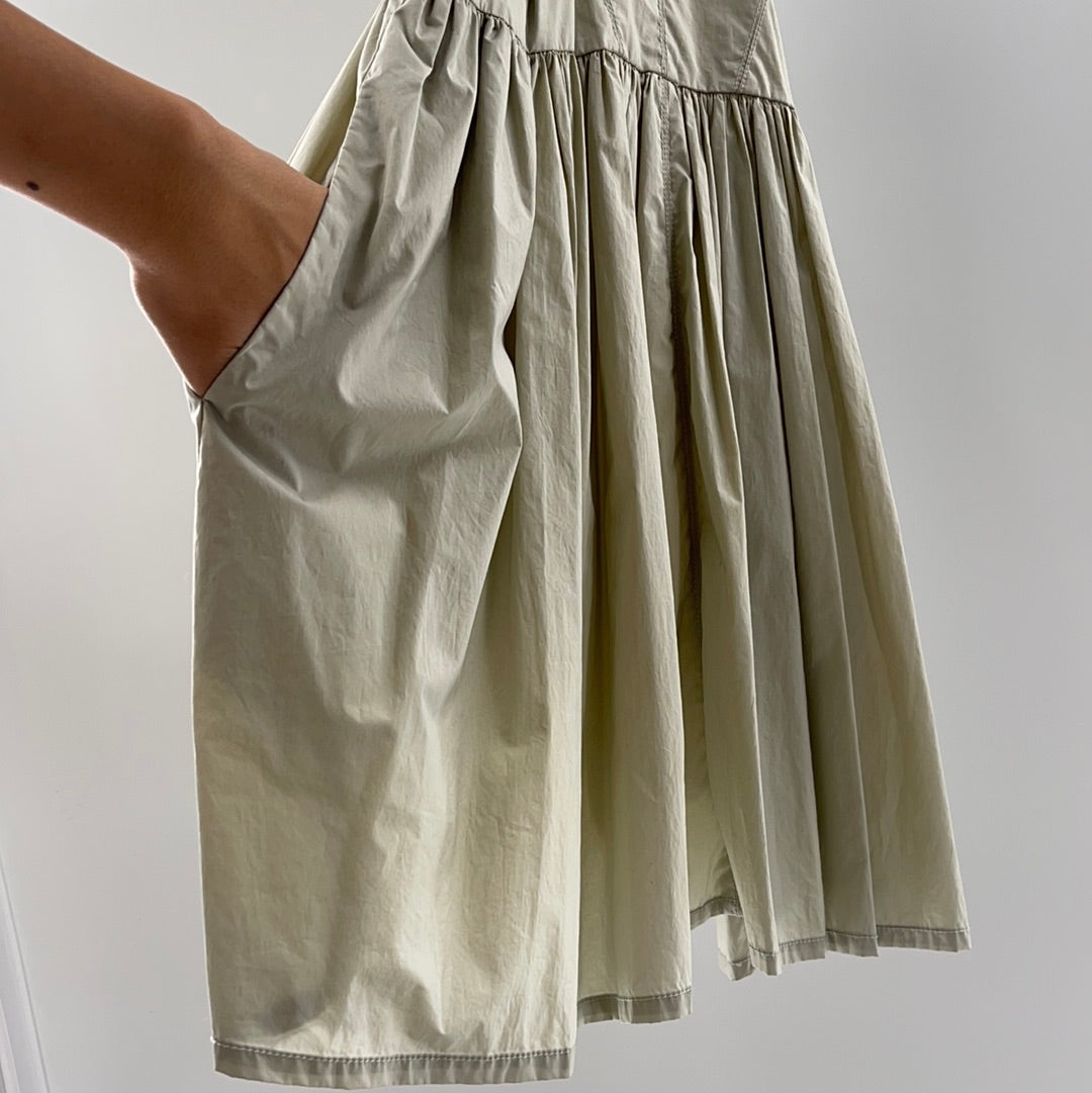 Kimchi Blue - Open Back Light Green Pleated Waist Down Mini Dress (Size 6)