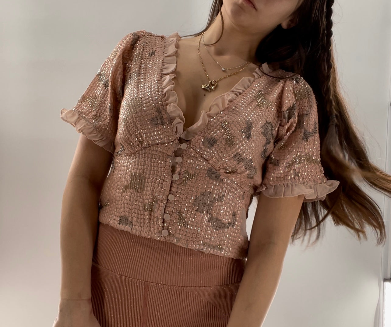 Forever that Girl Anthropologie Sequined Blouse (XS)
