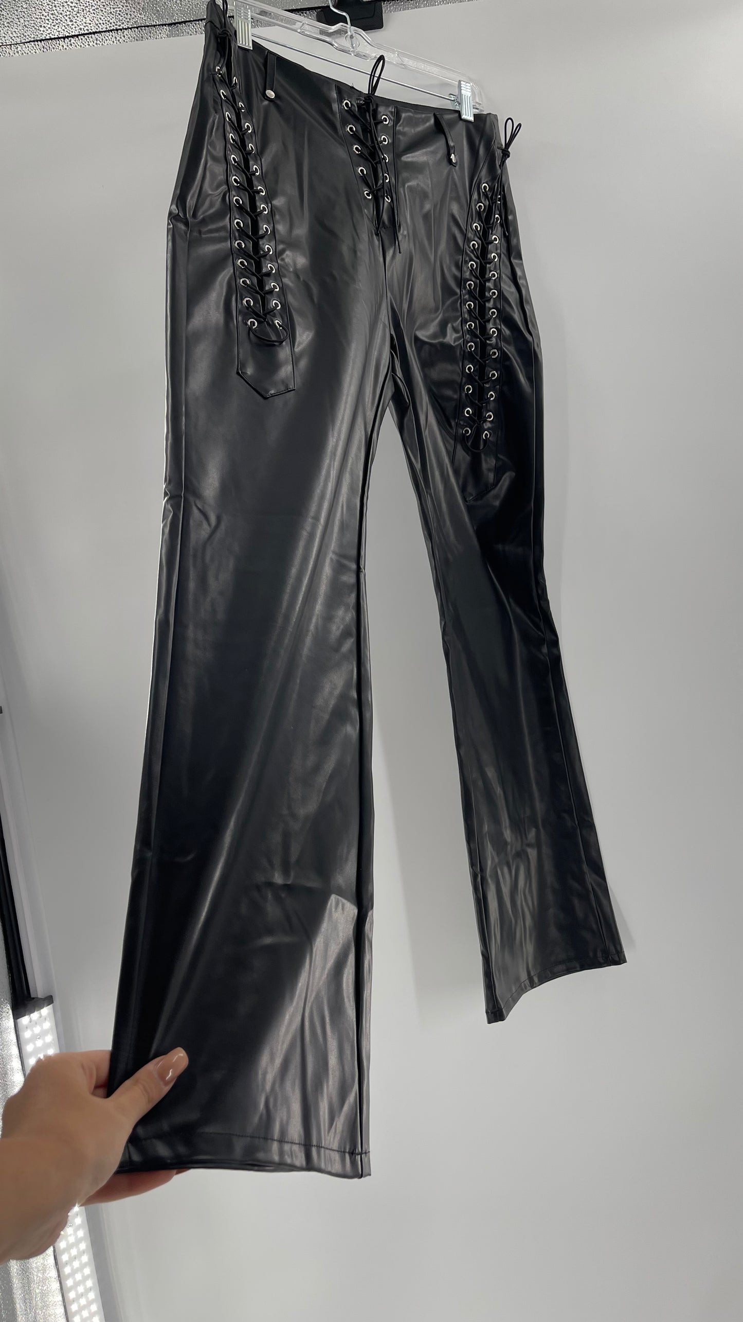 XXXiticat Faux Leather Straight Legs with Lace Up Details (XL)