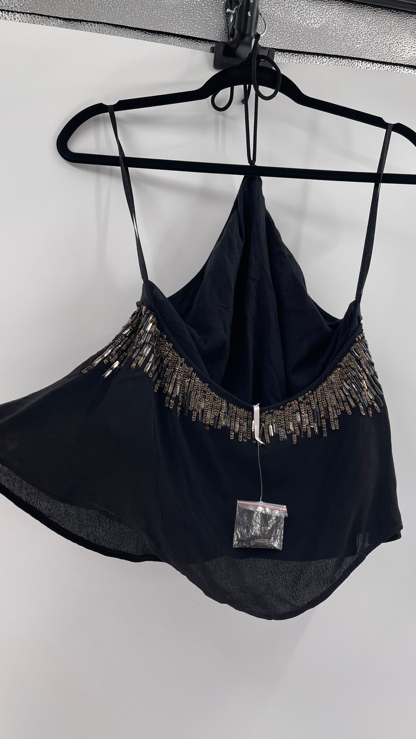 Free People Black Beaded Halter (XS)