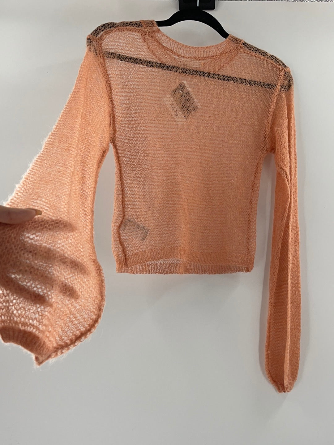 Urban Outfitters Sheer Cropped Peach Sweater (Size XS)
