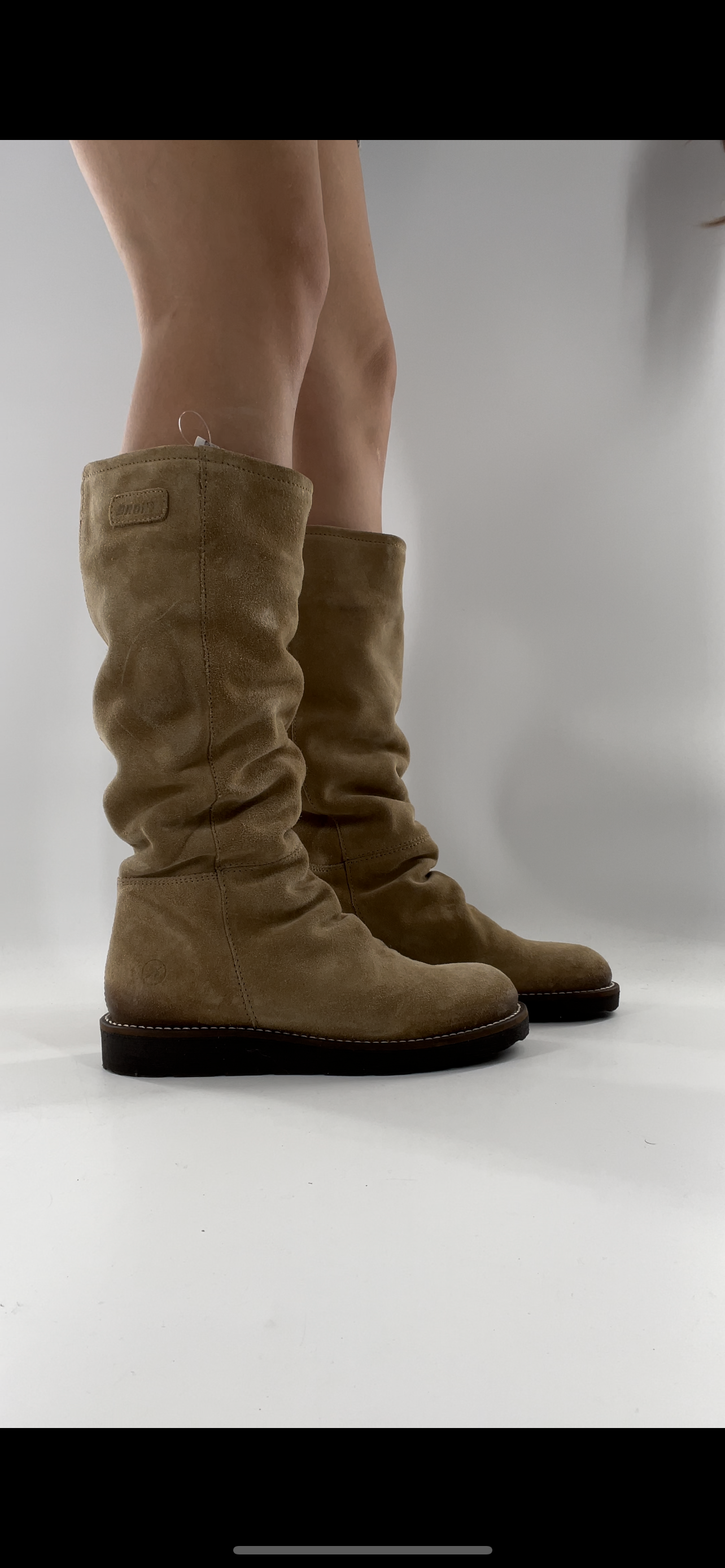 BRONX SO TODAY - Suede Shearling Inside Light Beige Knee High Boots - Size 39