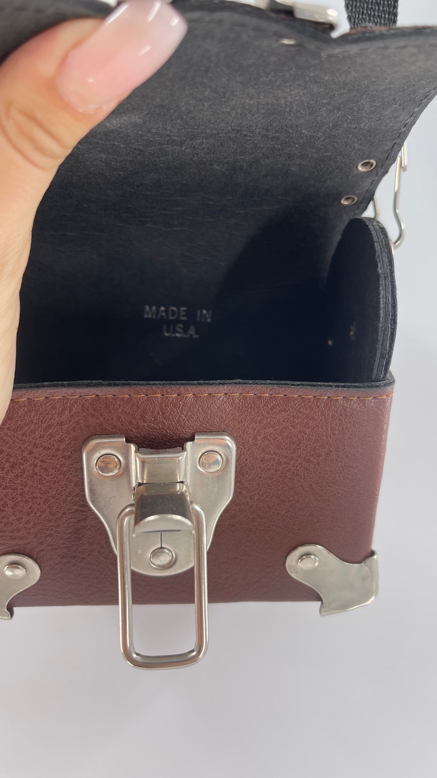 Vintage US Made Brown Leather Trunk Purse