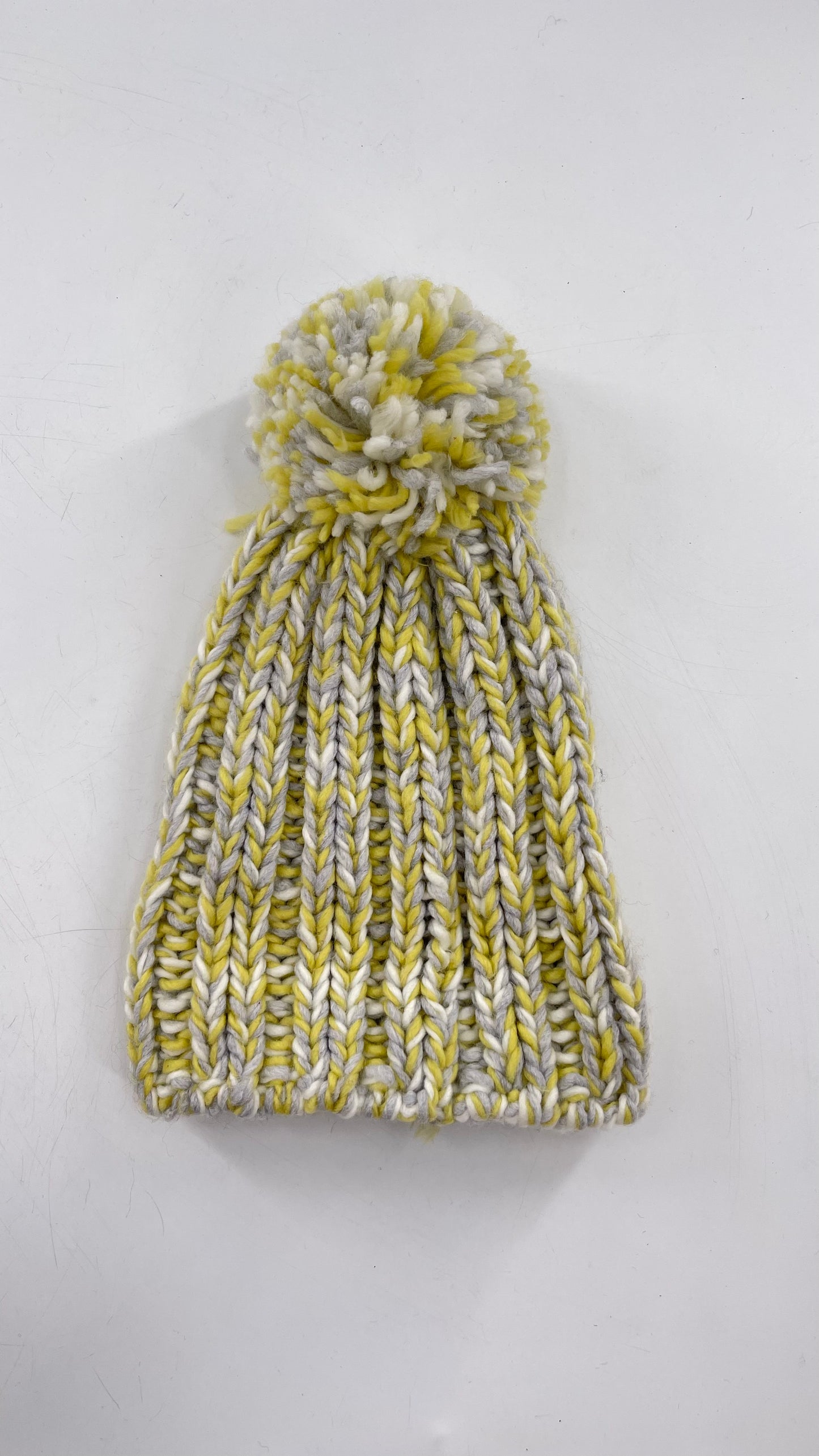 Free People Knit Yellow/Grey/White Beanie