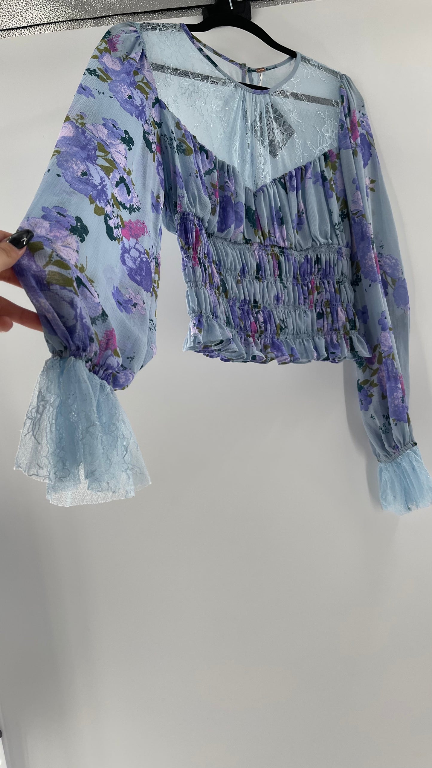Free People Daphne Blouse Powder Blue (Large)