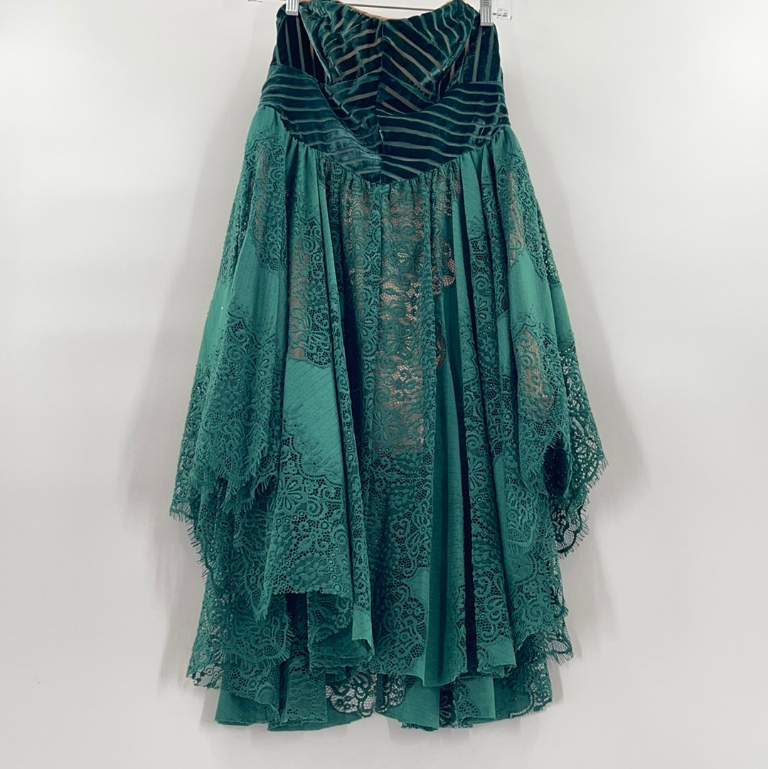 Free People Velvet + Lace Emerald Dress (0)