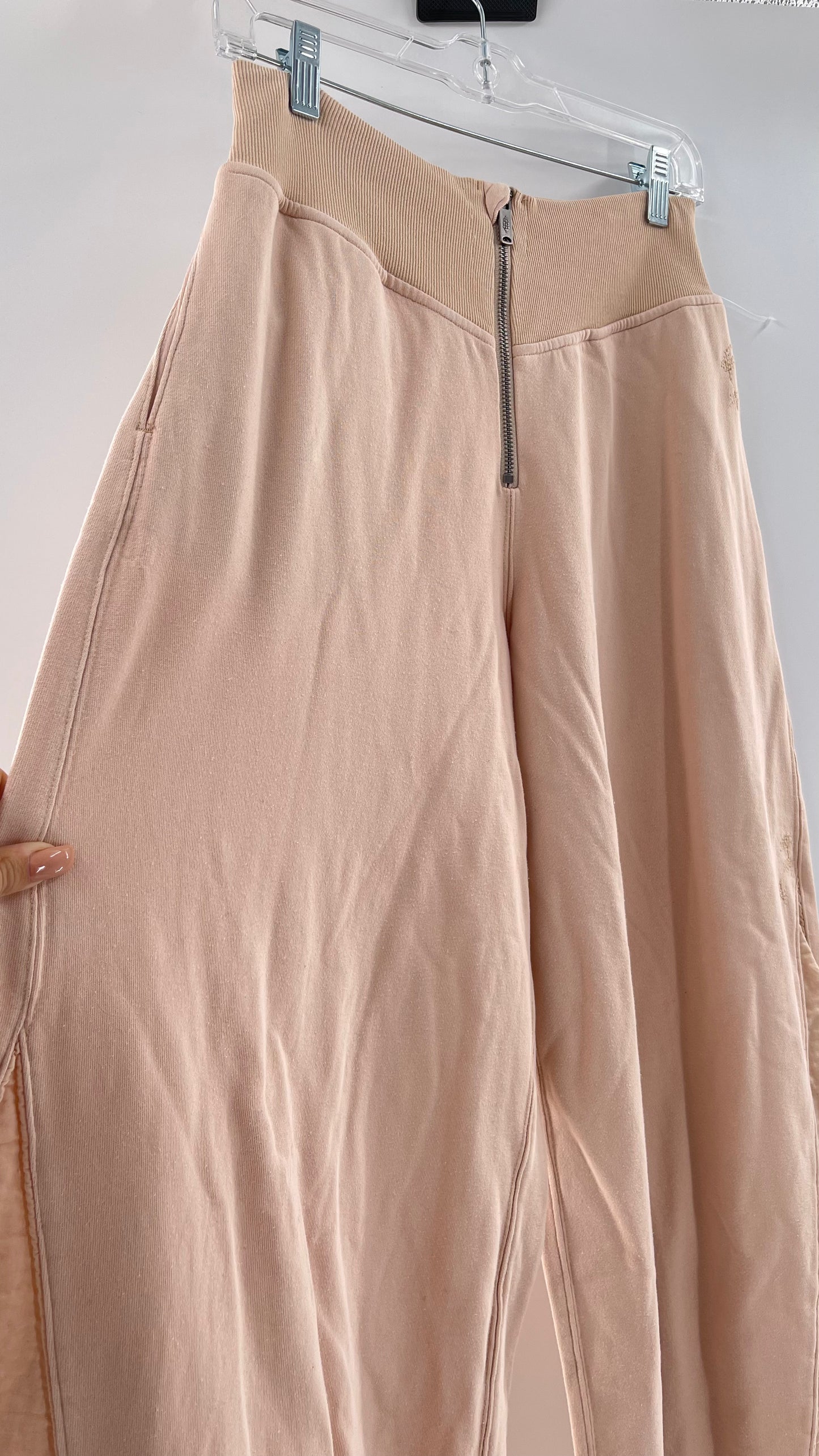 Free People Movement Muted Pink High Waisted Jersey Flare Legs (Small)