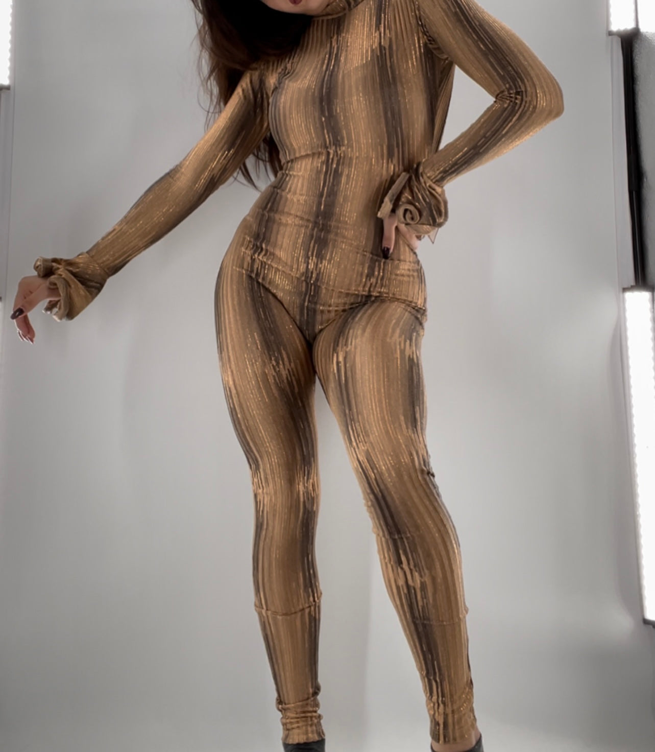 Gold/Bronze Open Back Jumpsuit (S)