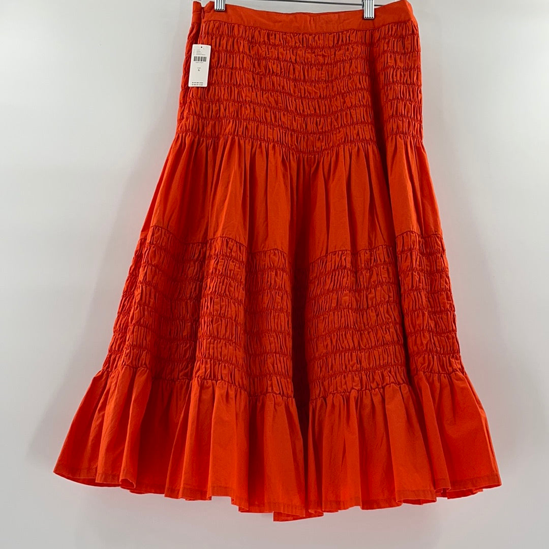 Anthropologie - Orange/Mango Ribbed Ruffle Skirt (Size 6)