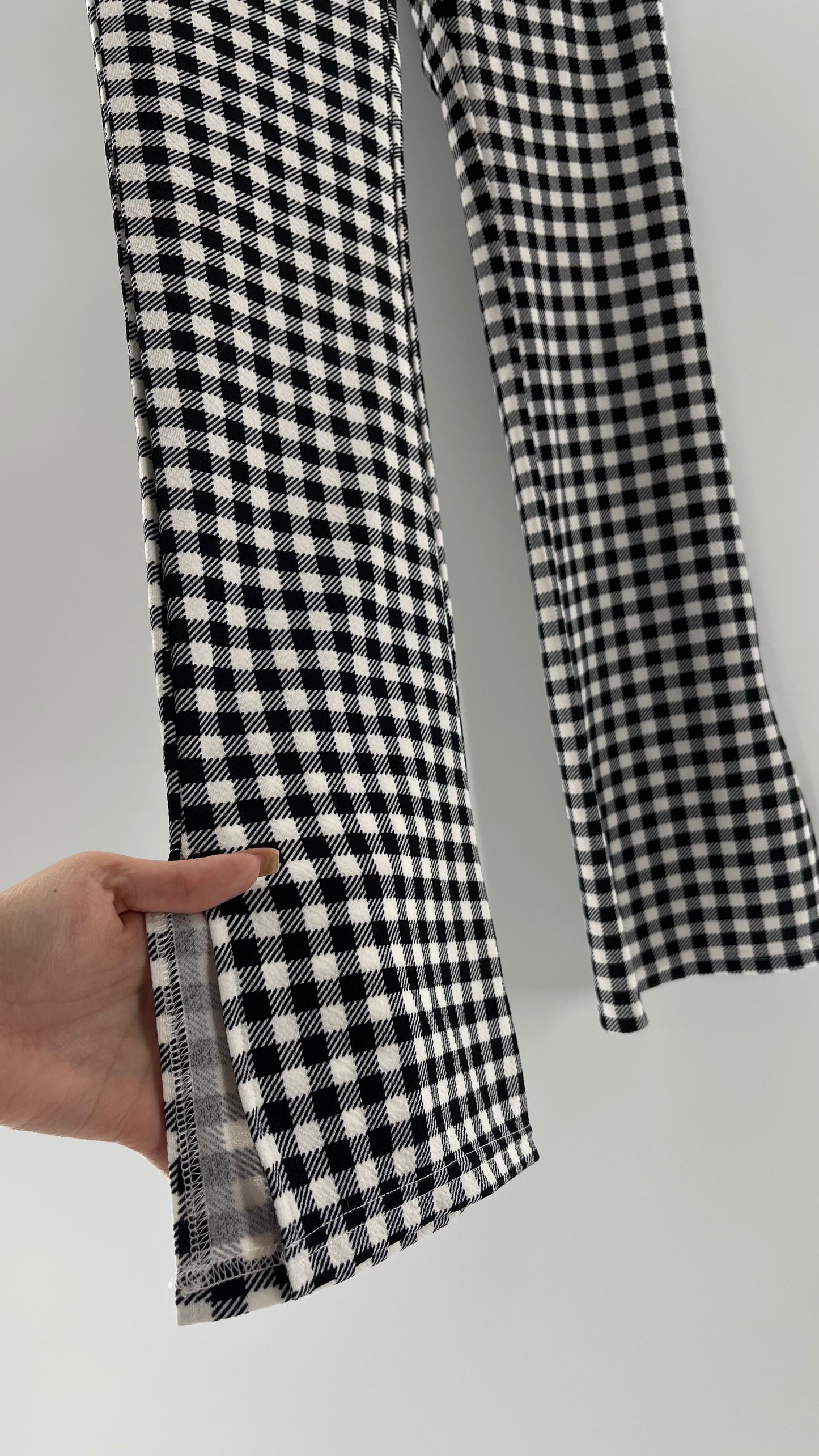High Waisted Checkerboard Flare Pants (Small)
