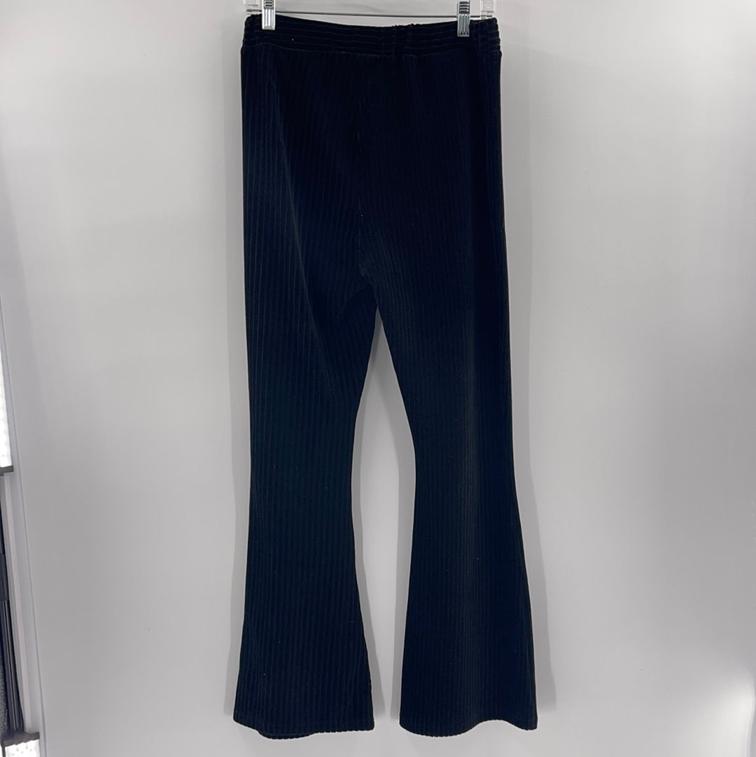 Black Elastic Waist Urban Outfitters Ribbed Velvet / Corduroy Pants (Size Small)