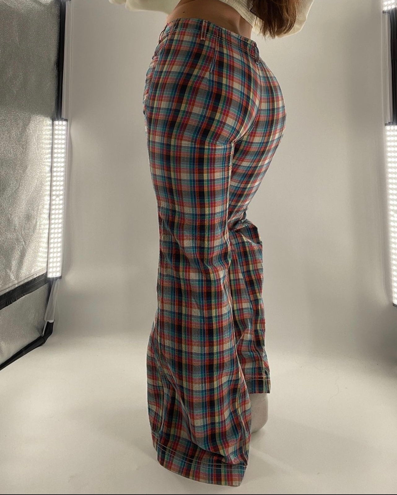 Free People CristinaPlaid Low-Rise Flare Pants (6)