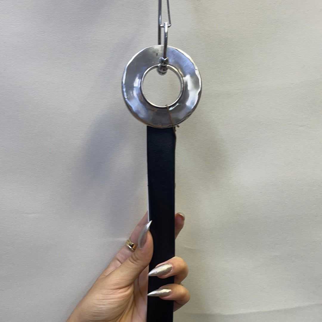 Black Leather Metal Ring belt