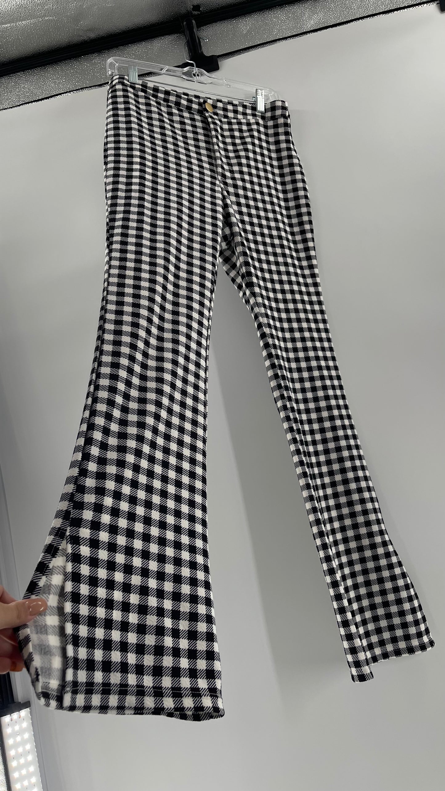 High Waisted Checkerboard Flare Pants (Small)