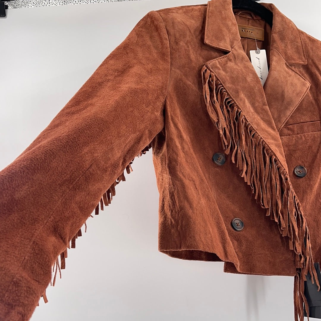 Anthropologie- Blank NYC - Cedar Cropped Suede Fringed Jacket With Front Buttons (Size S) *WITH TAGS*
