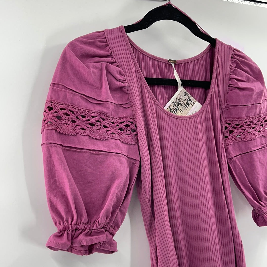 Free People Purple Puff Sleeve (XS)