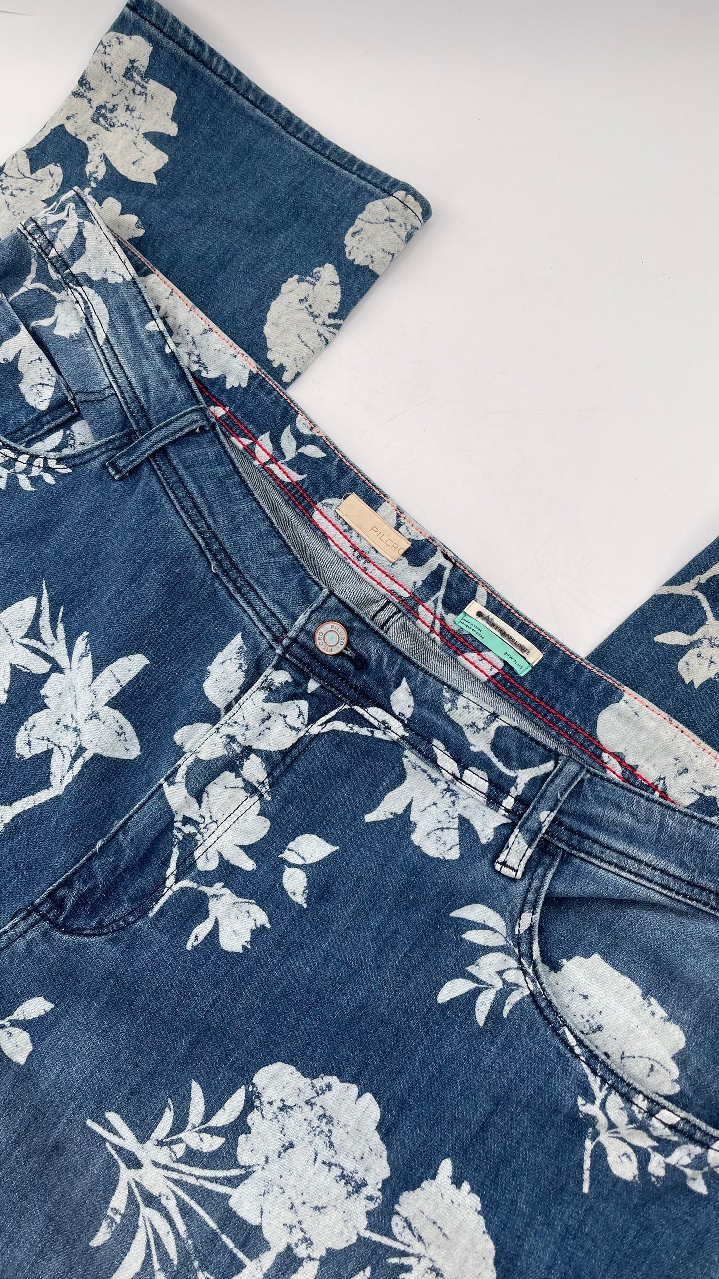 Pilcro + The Letterpress Anthropologie Bleached Florals Jeans (26W PLUS)