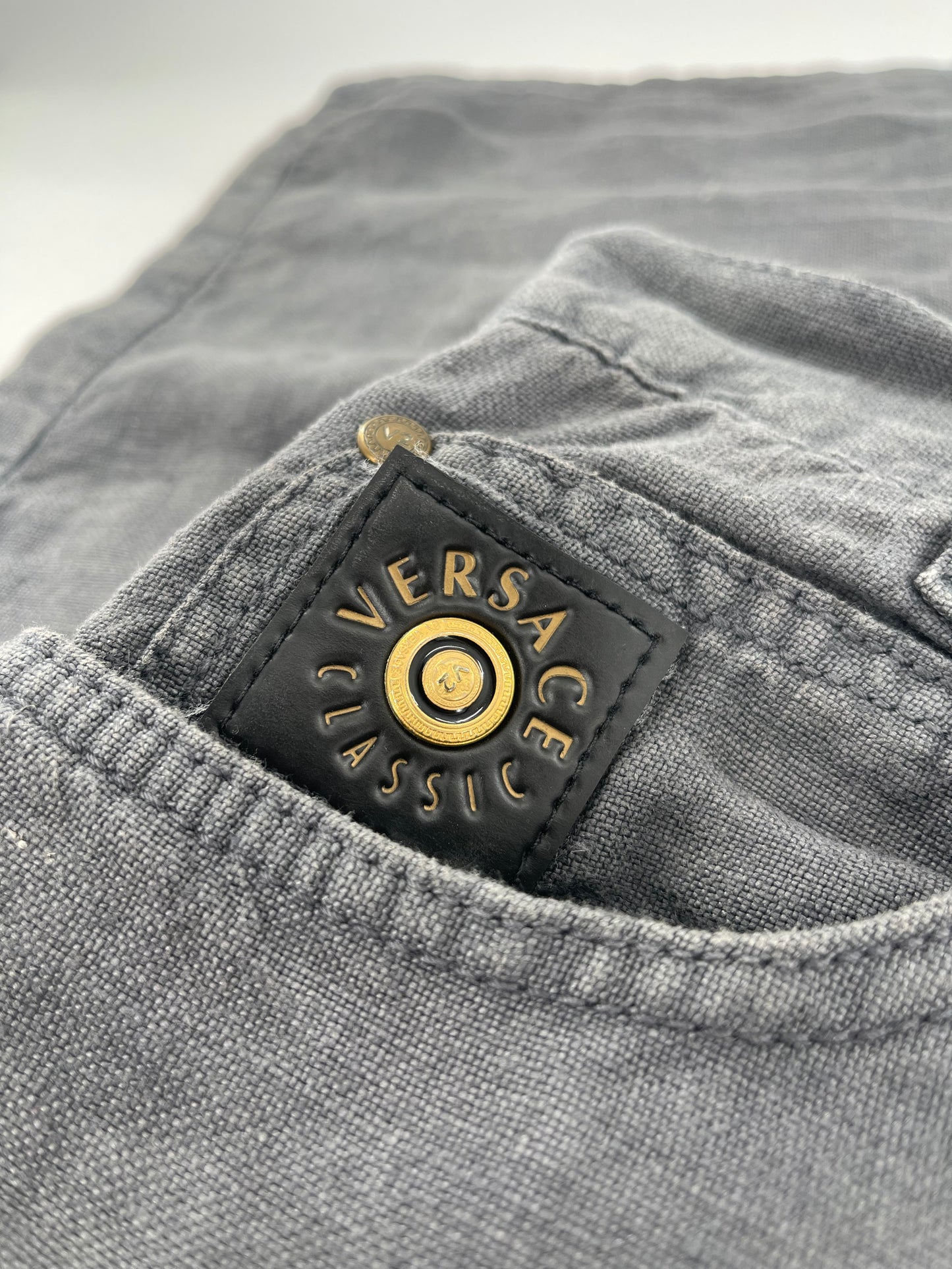Versace 100% Linen Grey Straight Legs (Sz 40)