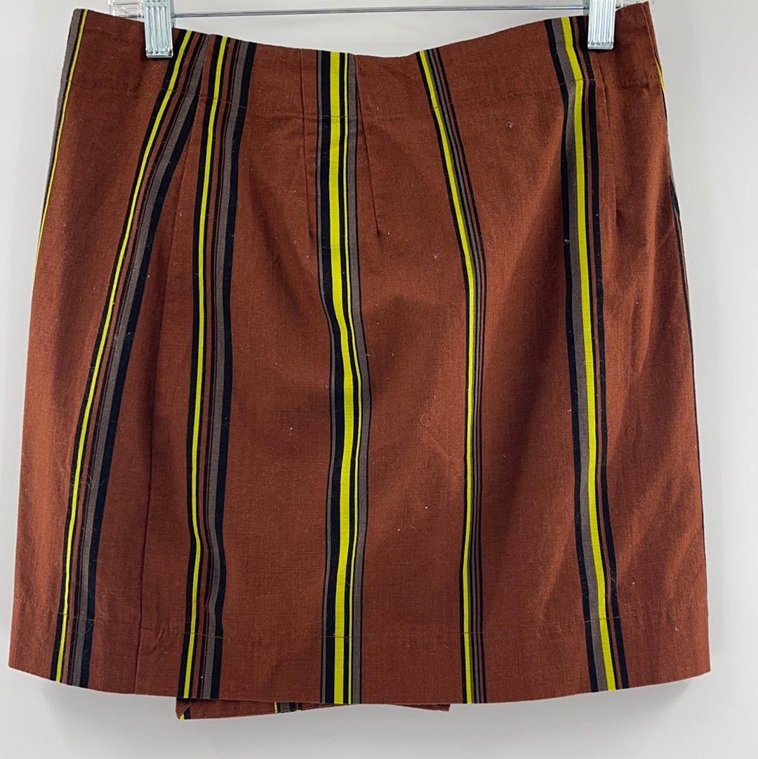 Free People Vertical Stripe Mini Button Up Mini Skirt (Size 1)
