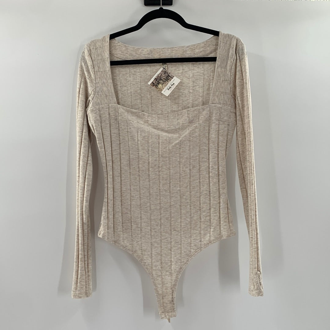 Intimately free People Oatmeal Knit Bodysuit (L)