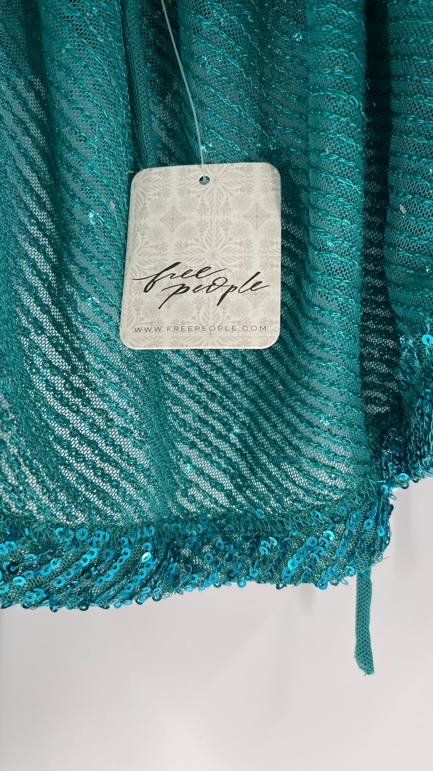 Free People Blue Sequin Long Sleeve (XS)