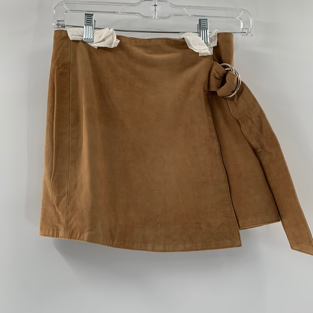 Free People Genuine Suede Tan Mini Skirt (Size XS)