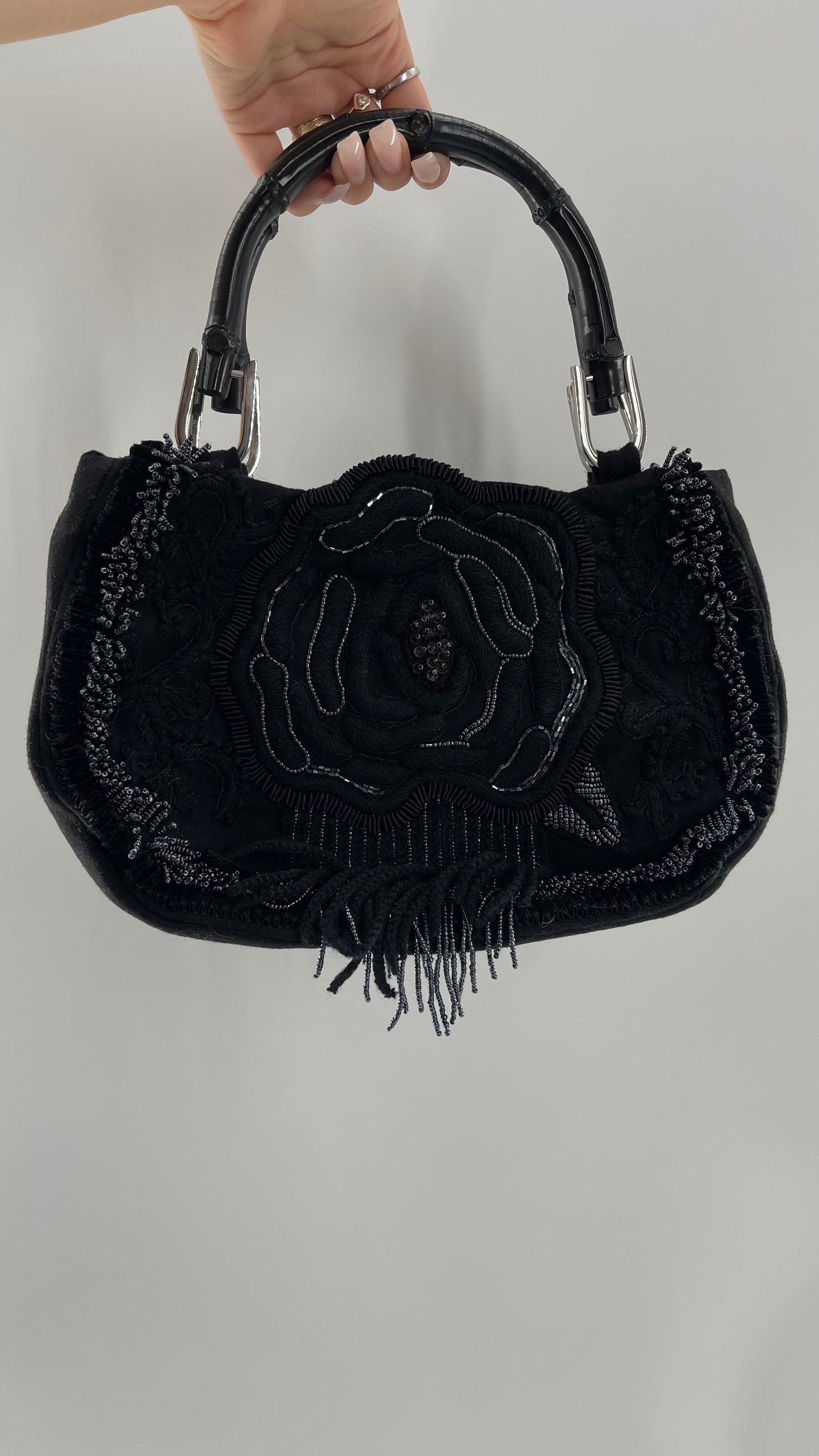 Vintage IPA NIMA Black Embroidered Beaded