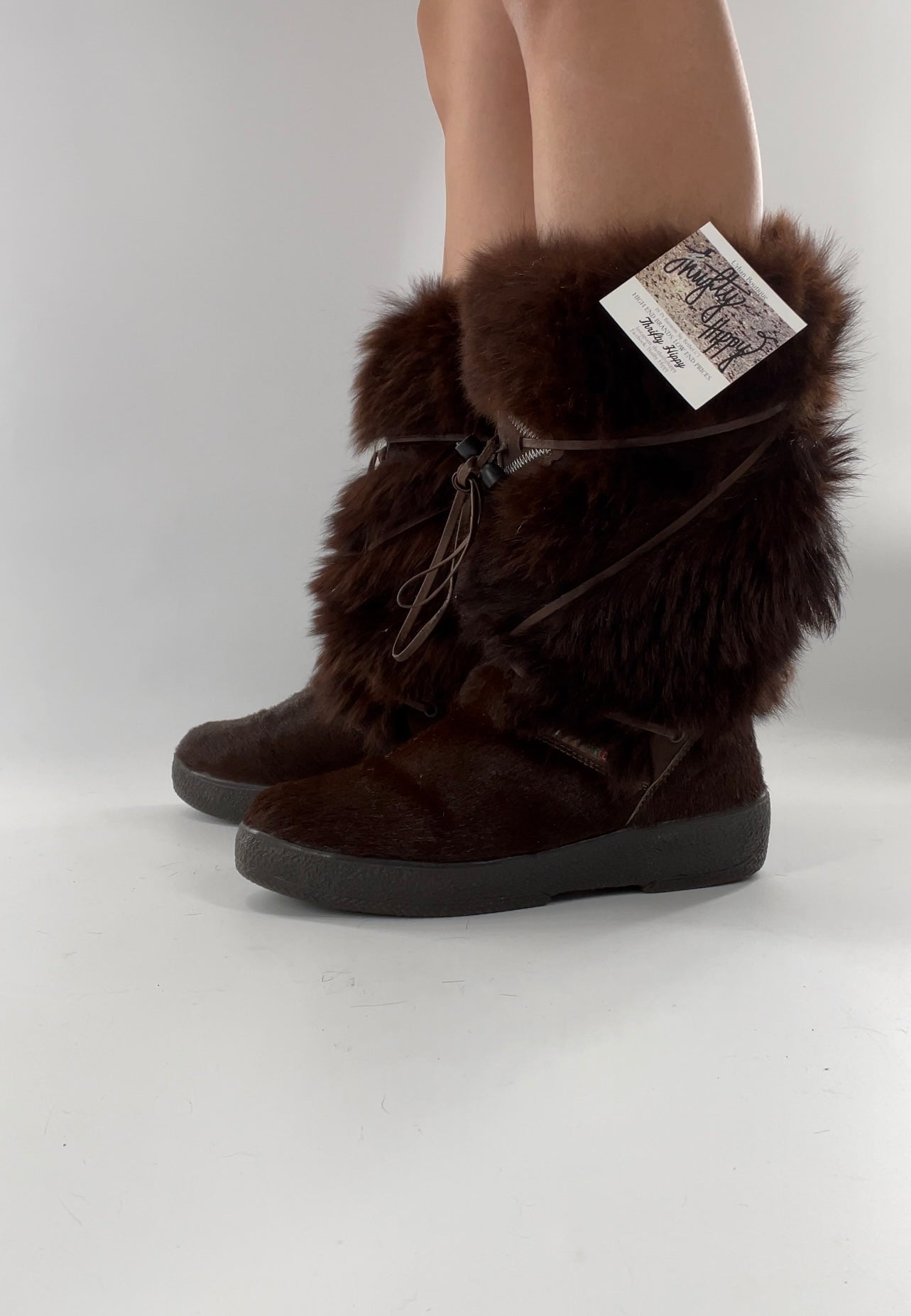 Pajar Vintage Brown Fur Boots - Made In Italy - Size 40