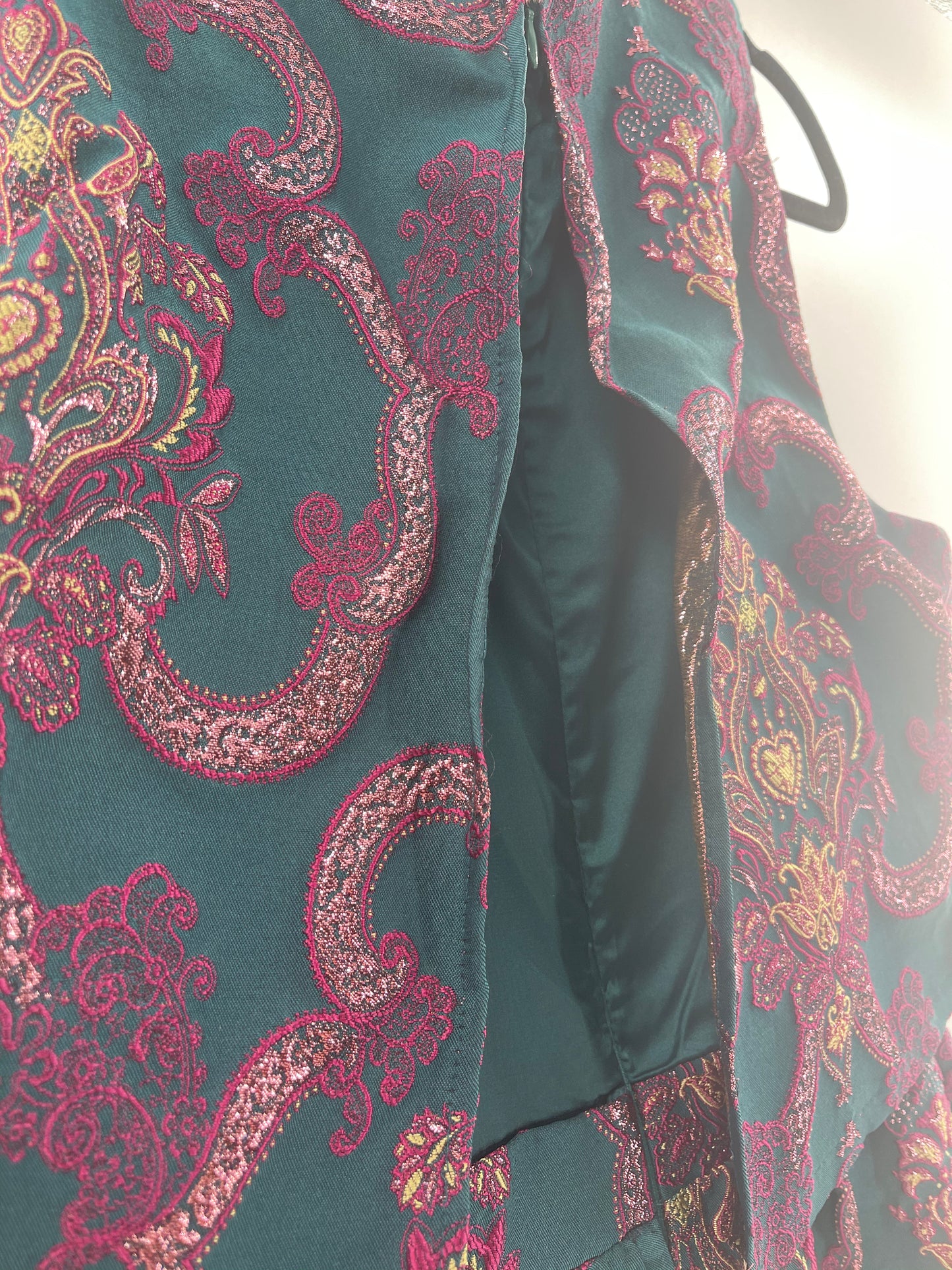 BHLDN Anthropologie - Green Brocade Mini Dress (8)
