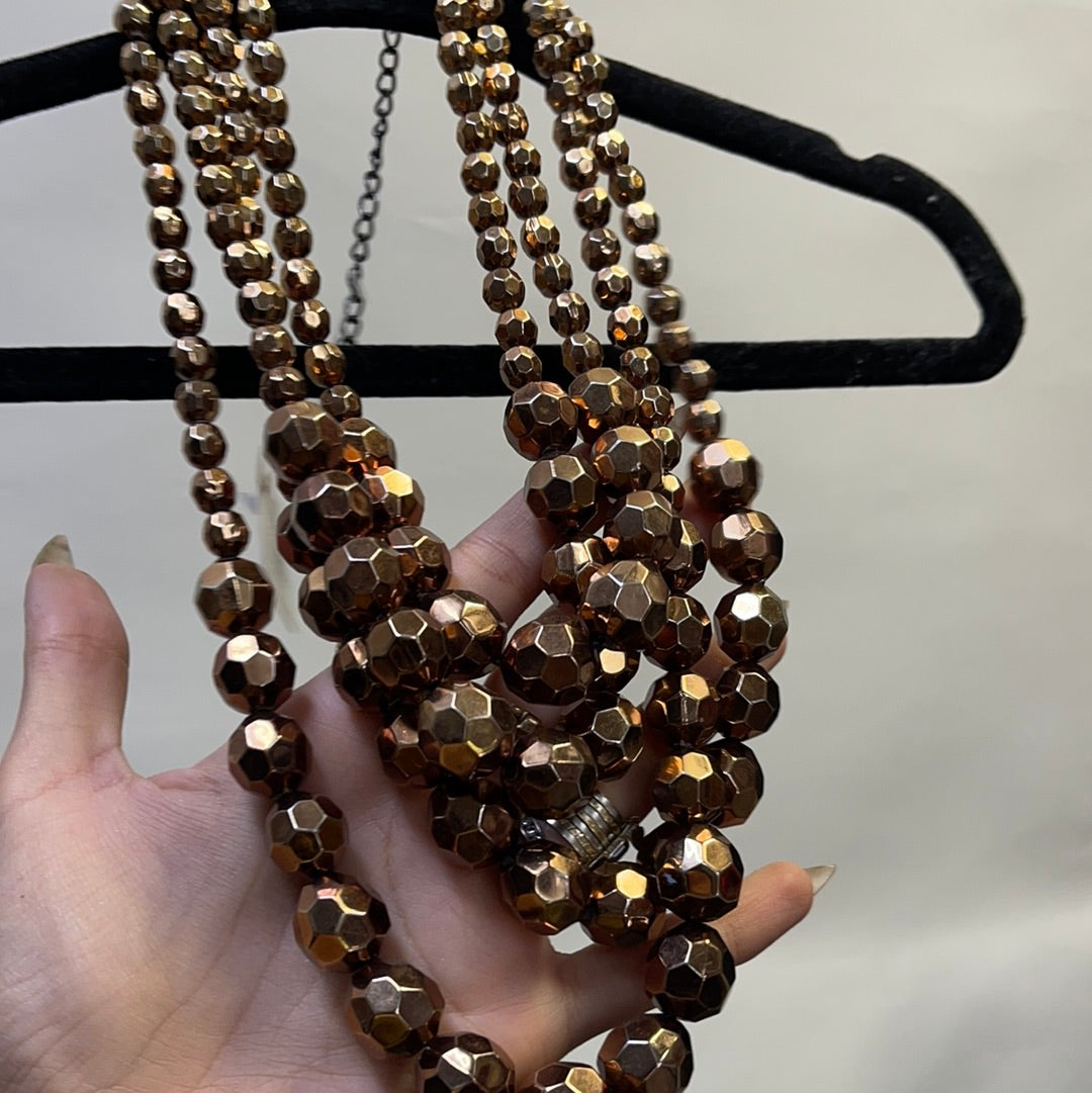 Bronze disco ball layered necklace