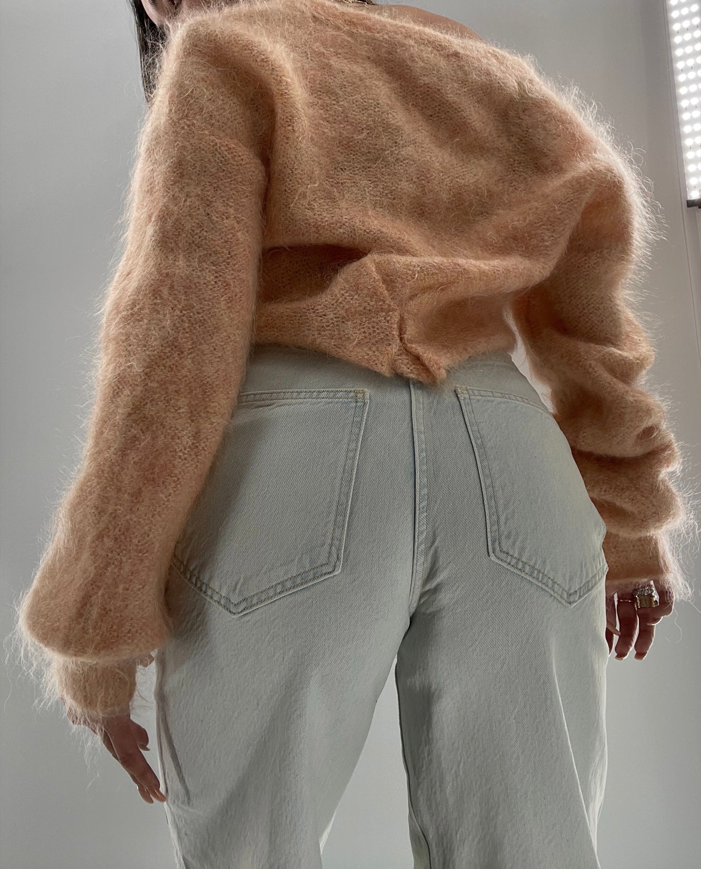 Free People Salmon Mohair Cropped Cardigan (Small)