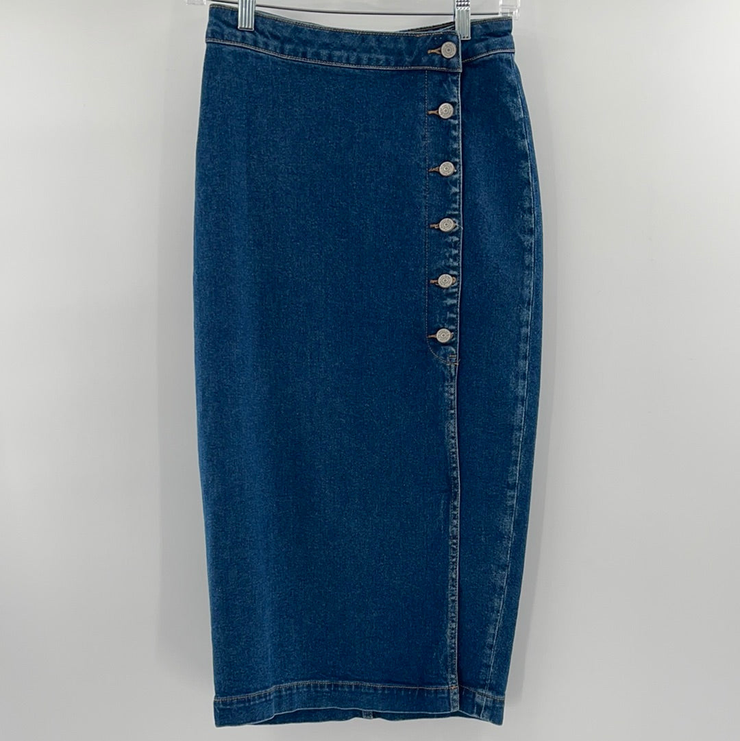 Free People Denin Long Pencil Skirt Size 0