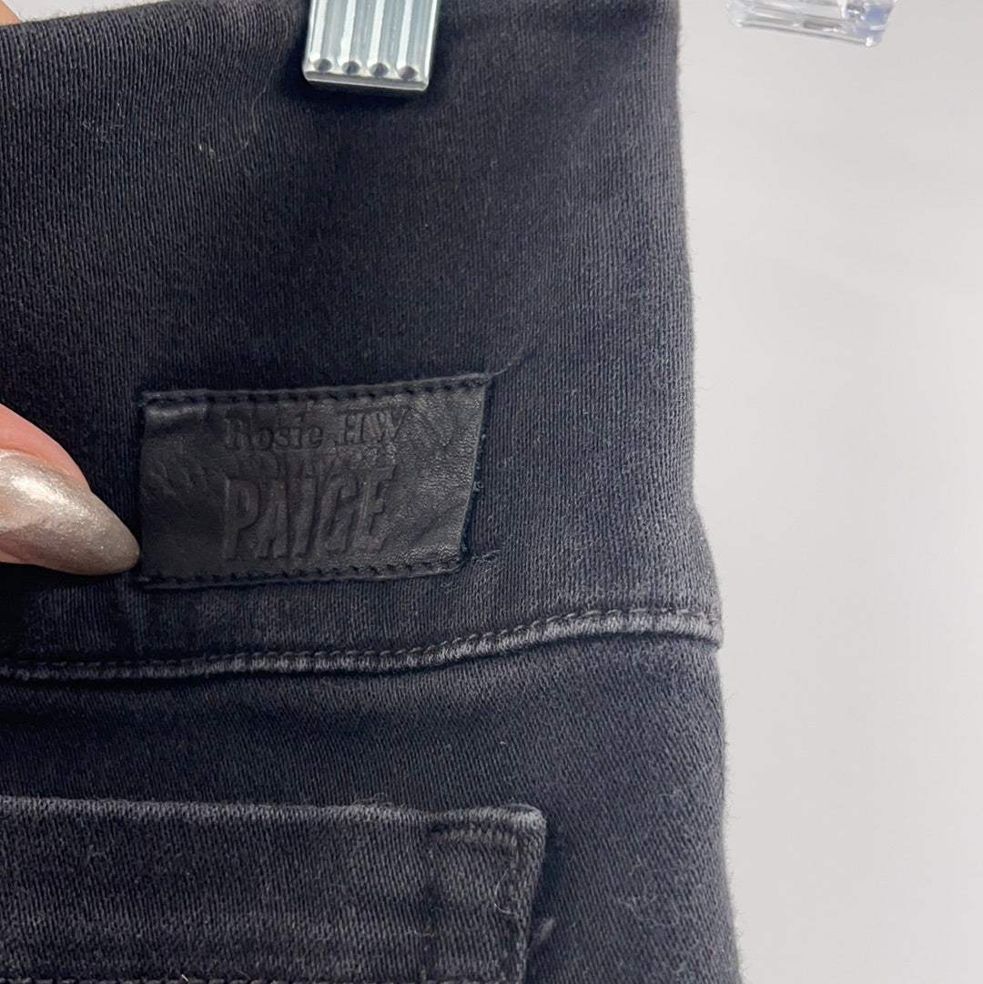 Paige Anthropologie Black Encrusted Zipper Jeans (Size 24)