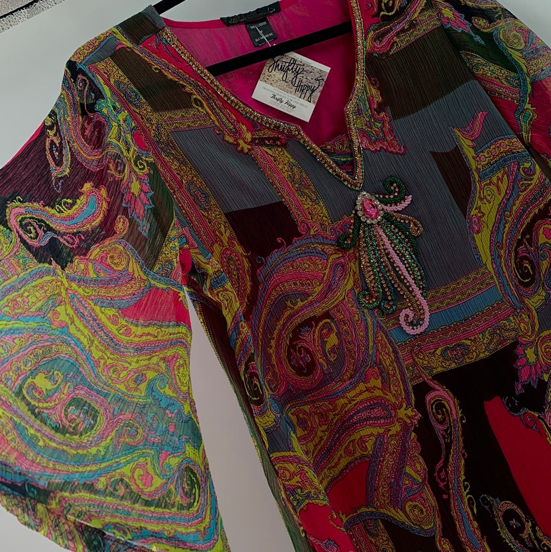 Silk Threads Paisley, Embellished Tunic (M)