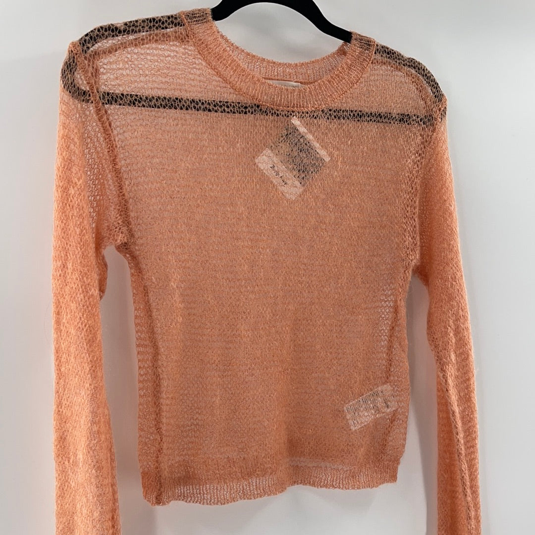 Urban Outfitters Sheer Cropped Peach Sweater (Size XS)