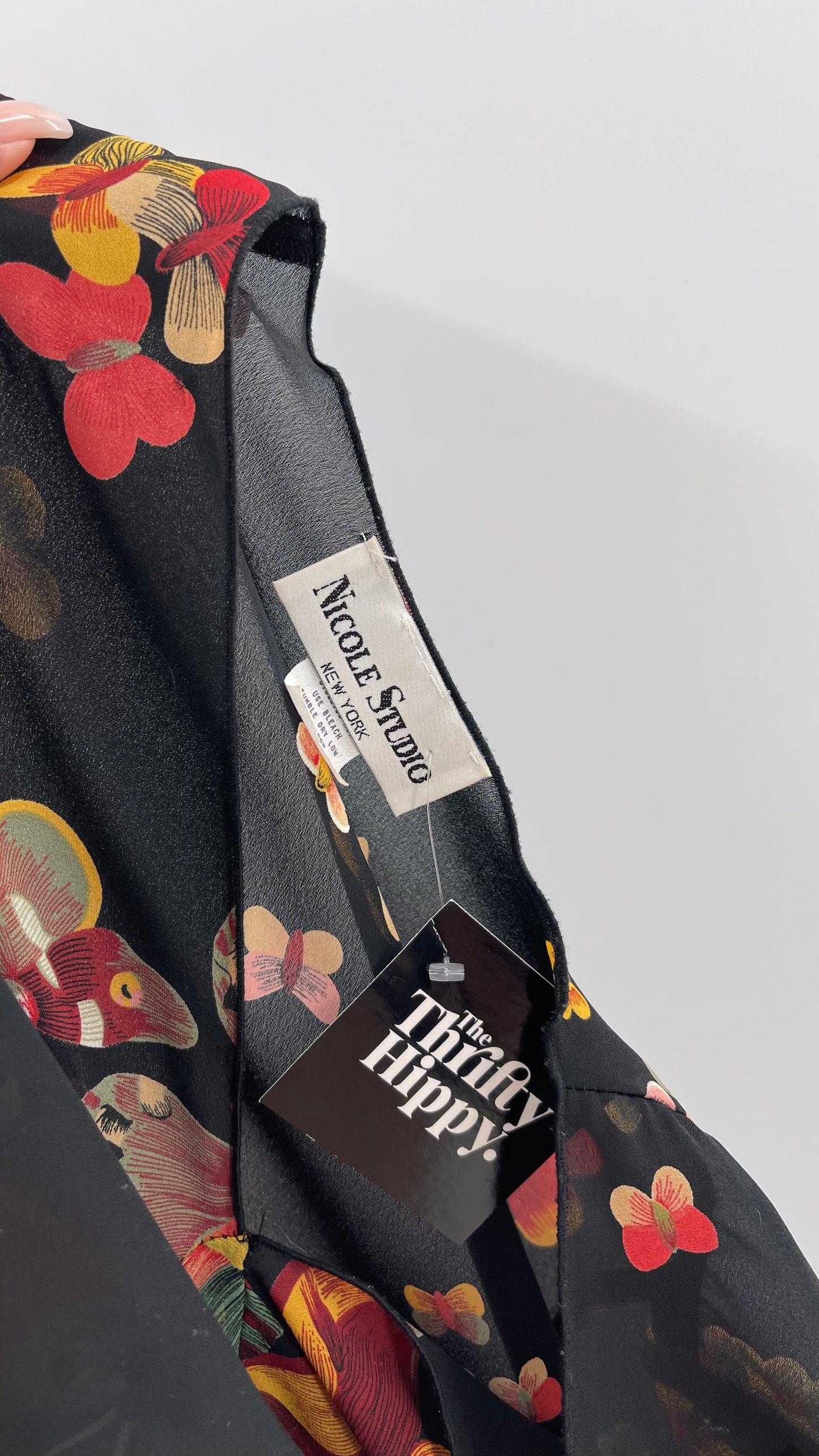 Vintage Butterfly Printed Sheer Bell Sleeve (S)