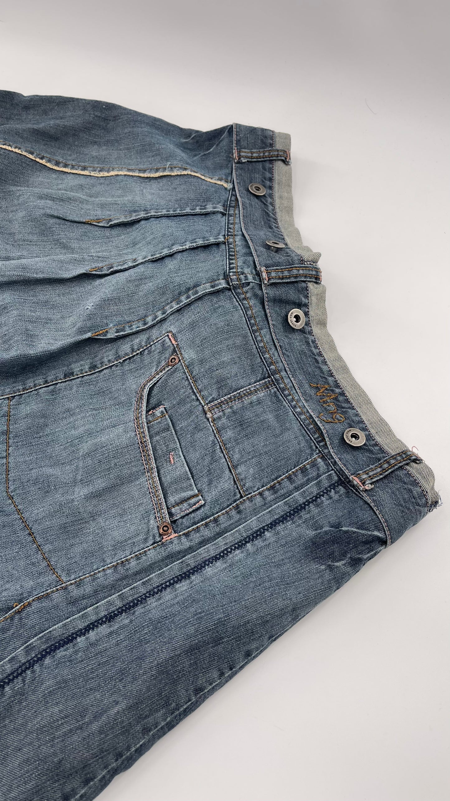 Vintage MNGjeans Pleated Bow Front Denim Skirt (12)