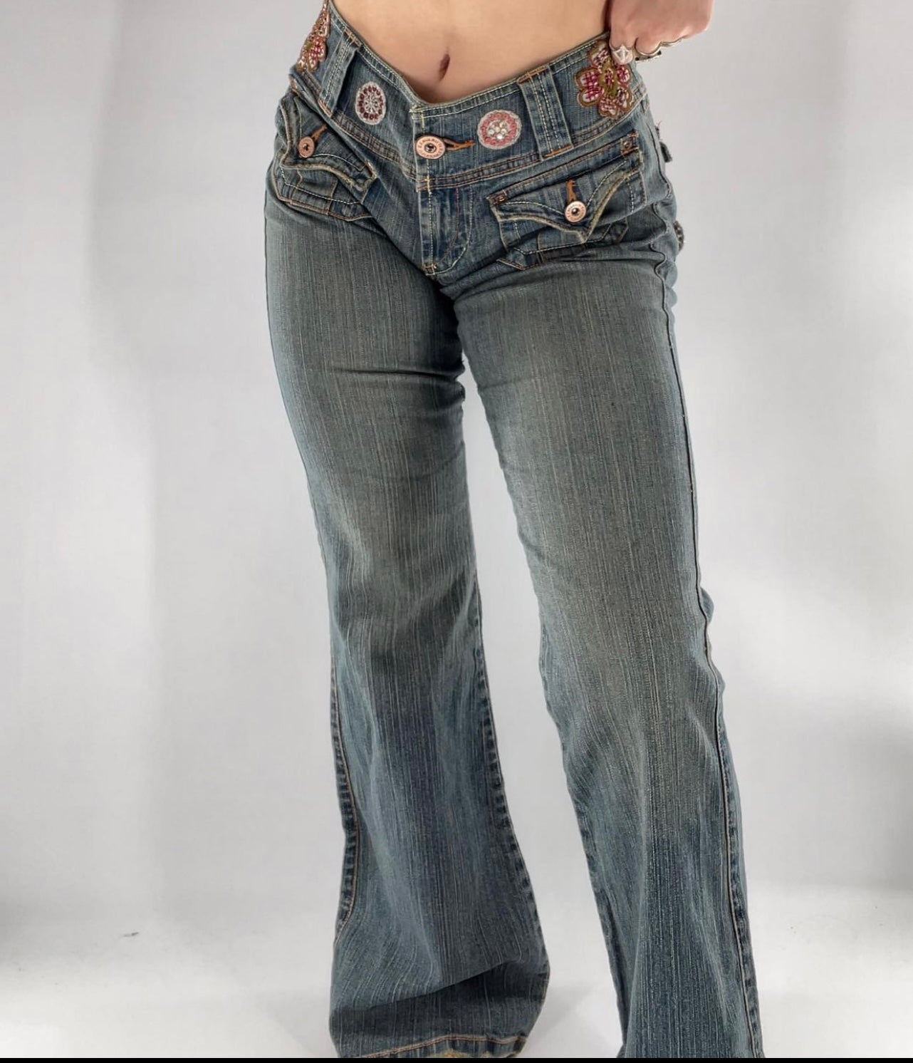 Vintage Z. Cavaricci Embellished Flares (Sz 11)