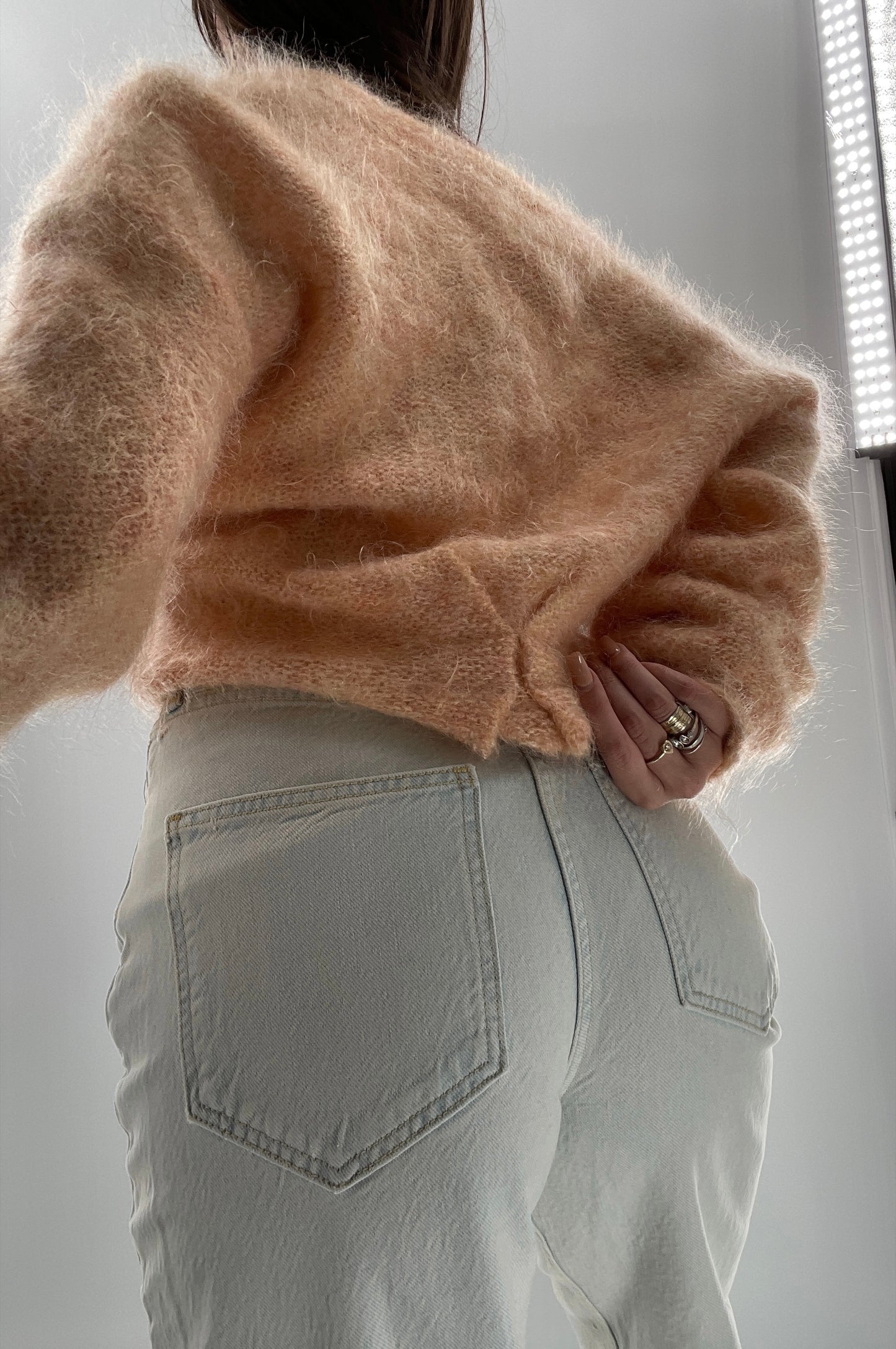 Free People Salmon Mohair Cropped Cardigan (Small)
