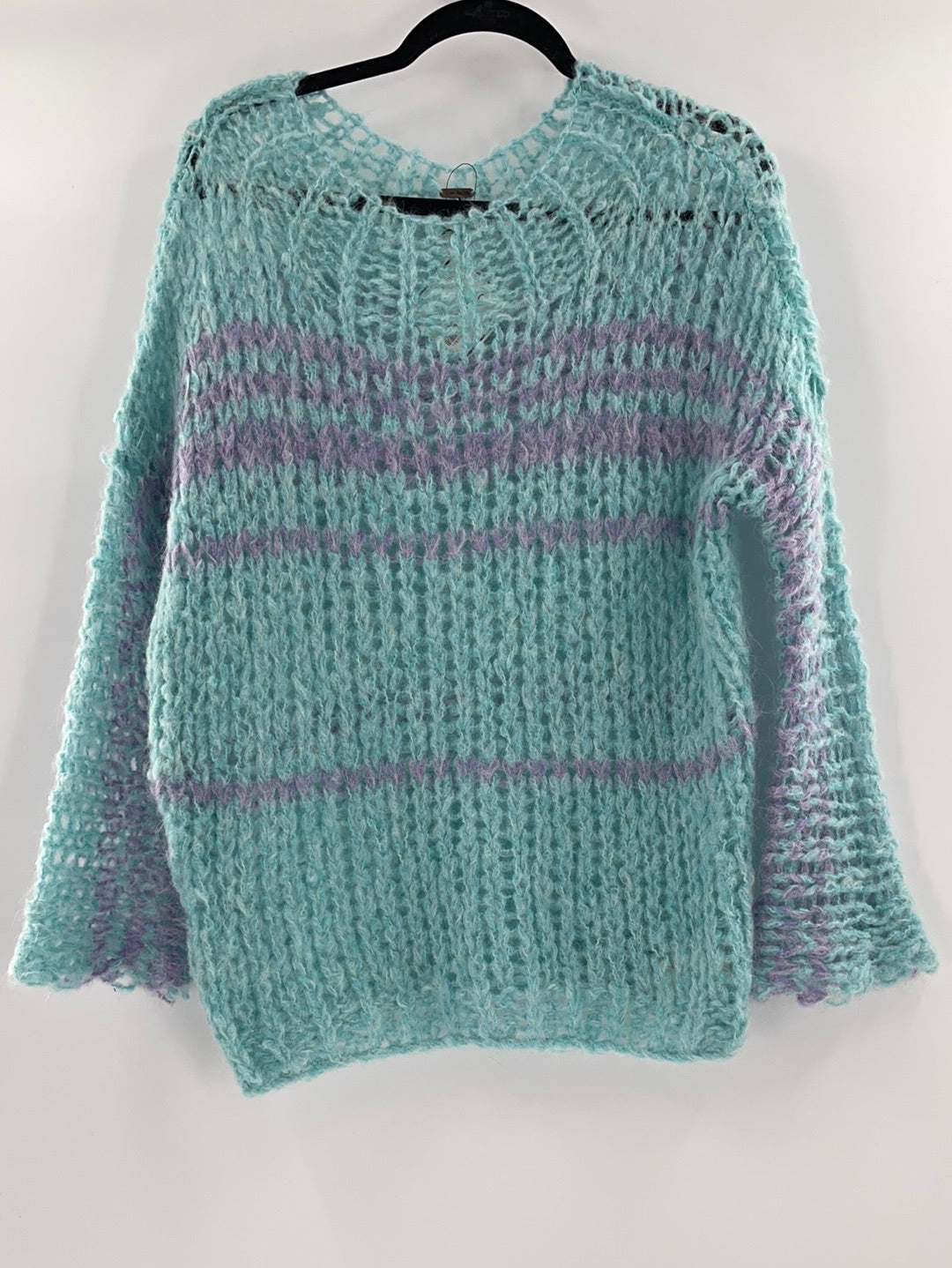 Free People Sheer Knit Bell Sleeves Light Purple and Lilac (Size XS)